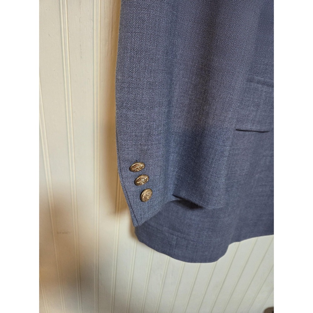 Vintage John Weitz Blazer Mens 44 Blue Palm Beach Gold Button Sport Coat USA 90s - Picture 3 of 10